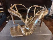 Ladies ASOS Design Gold Leather sexy heel Strap Buckle SIZE 8 Shoe