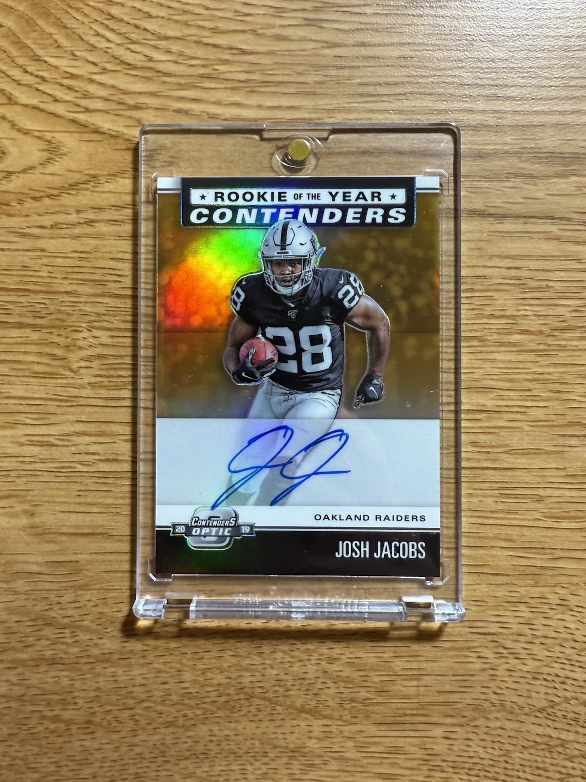 Josh Jacobs Panini Contenders Optic Rookie of the Year Contenders Autographs #JJ Gold Vinyl 1/1