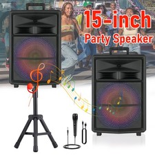 15"Portable Bluetooth Party Speaker 10000W Heavy Bass DJ Party Sound System Mic