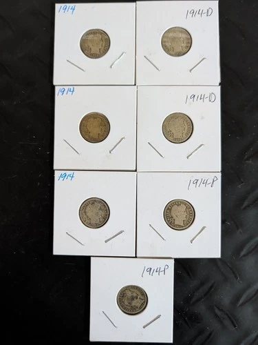 A LOT OF 7 90% SILVER BARBER DIMES