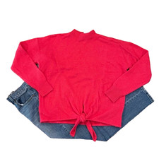 NWT LOFT Fuchsia Pink Tie Hem Soft Mock Neck Sweater - SIZE S