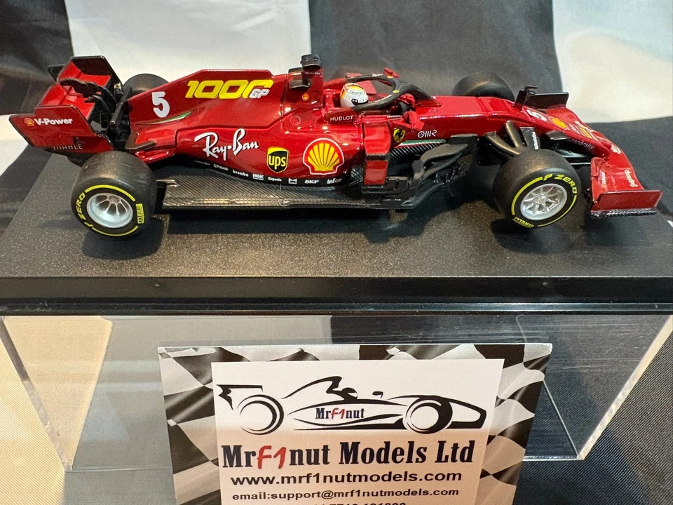 1:43 Bburago B18-36819V Sebastian Vettel Ferrari SF1000 w/driver Tuscan GP 2020 - Image 3 of 4