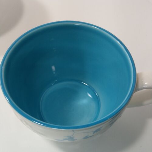 Starbucks Coffee Mugs 9 oz Flowers 2006 Rare! Pink & Blue Floral Cappuccino - Picture 3 of 5