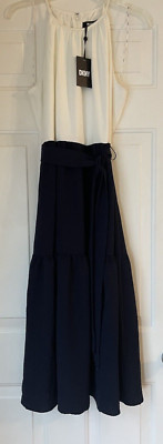DKNY Women's Ivory/Navy Style DD3DM95 Size 8 Dress NWT