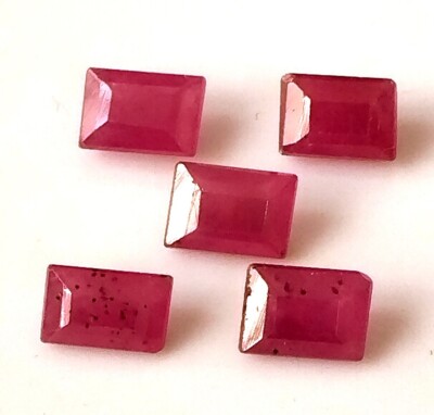 6X4 MM BAGUETTE CUT RUBY NATURAL UNHEATED FACETED CALIBRATED GEMSTONE 5 PIECES