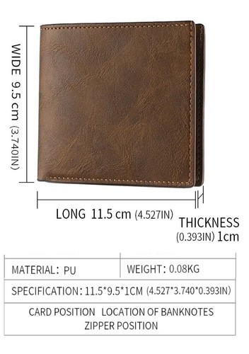 ✅ PORTAFOGLIO UOMO CARTE DI CREDITO IN PELLE PU corto dimensioni ridotte ✅ - Foto 2 di 3