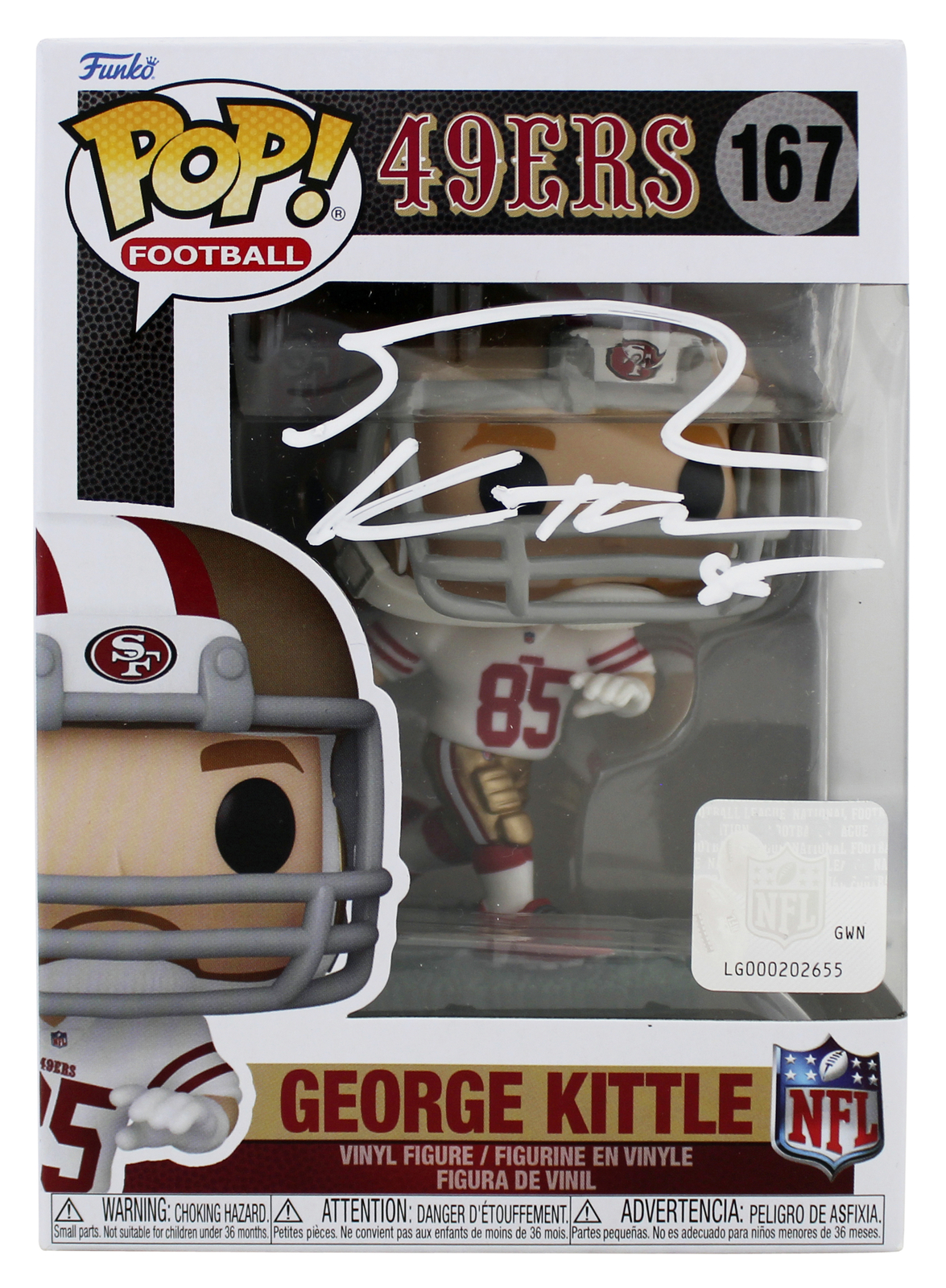 George Kittle Autographed Signed 49Ers Authentic #167 Funko Pop Vinyl Figure Beckett Witnessed 