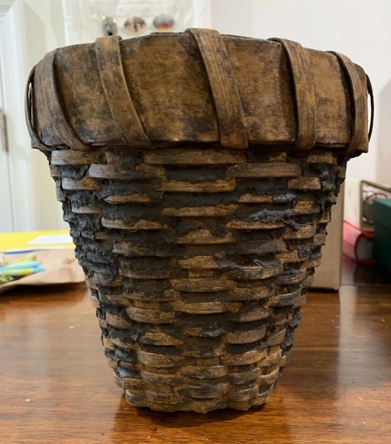 Primitive Mustard Flower Pot Basket-Linda Searcy-"The Basket Patch