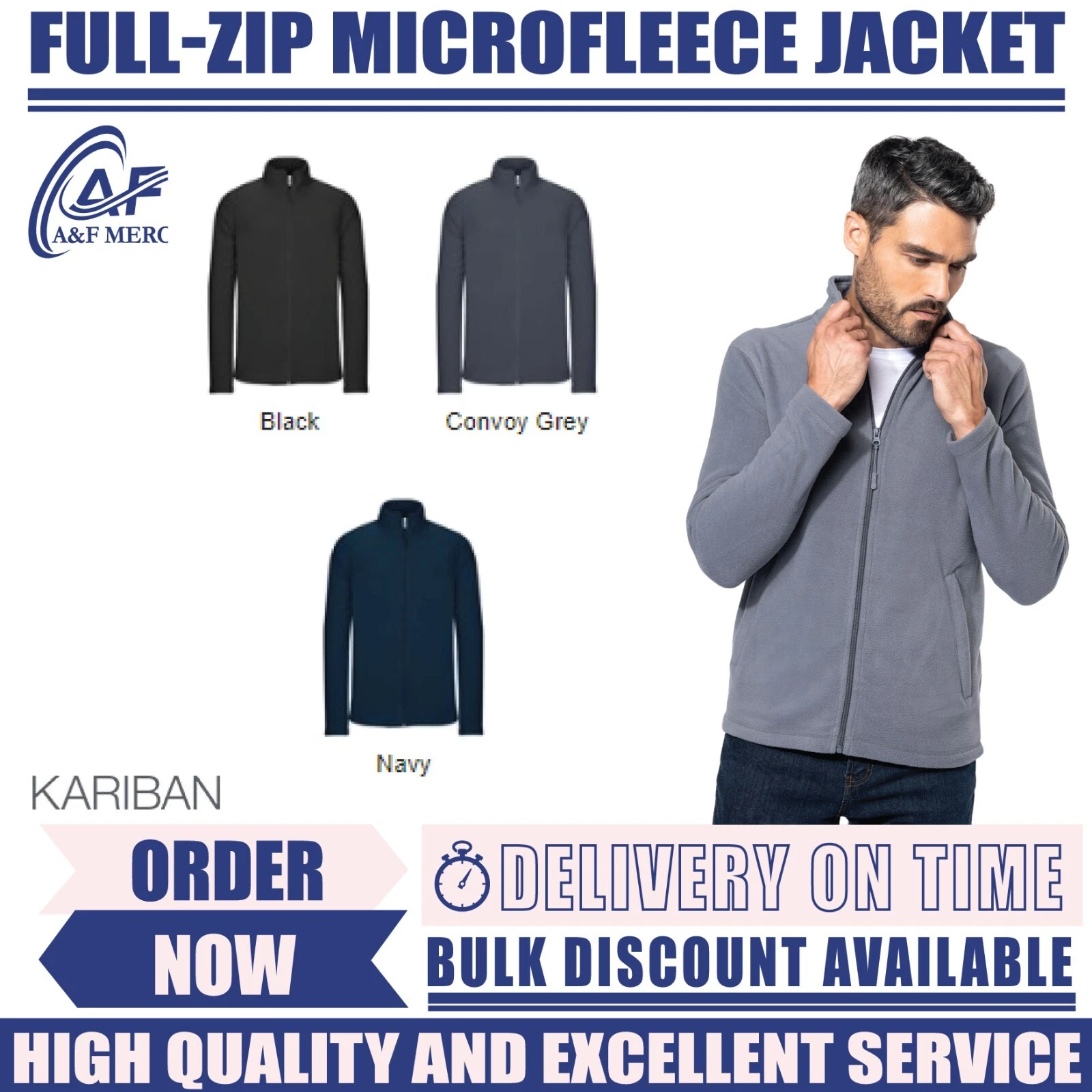 Kariban Full-zip Microfleece Jacket Adult Zippered Plain Fleece Polyester K9102