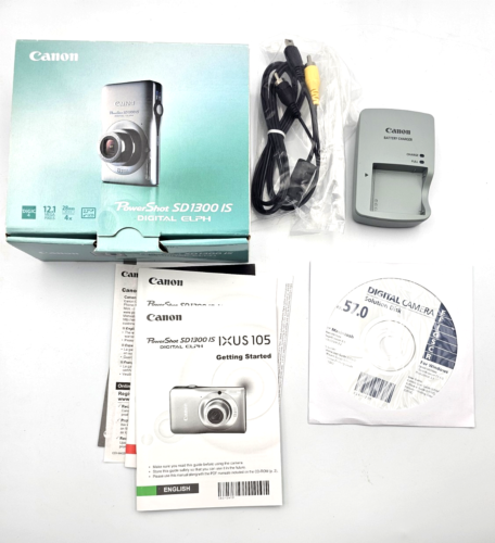 Canon PowerShot Digital ELPH SD1300 IS Box Disk Accessories NO CAMERA