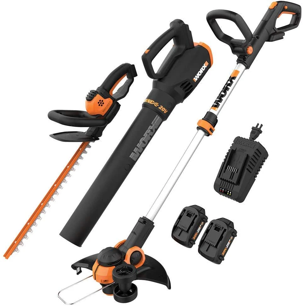 WORX WG932 20V Power Share String Trimmer, Blower and Hedge Trimmer Combo  Kit