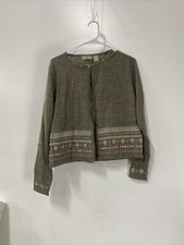 Nordstrom Wool Blend Beaded Sequin Embellished Gray Cardigan Sweater Sz M