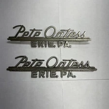 2 RARE Erie PA Vintage Car Dealer Emblem Pete Oatess   CAR PARTS L@@K