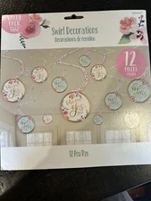 Amscan Wedding Shower Swirl Decorations Party 12 PC NIP