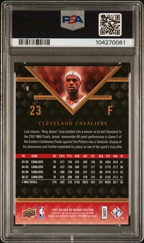 PSA 9 MINT 2007 SP ROOKIE EDITION LeBRON JAMES #9 CAVS 70061 BJ284 - Picture 2 of 2