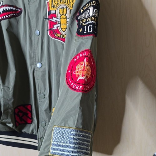 ALF unisex armi green chenille varsity jacket with patches size Medium NWOT. - Picture 7 of 8