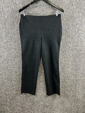 Liz Claiborne Studio Pull On Cropped Pant Womens M Gray Stretch Straight Leg