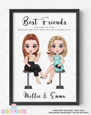 CRAFT PRINTS Best Friend Gift Personalised Best Friend Print Keepsake