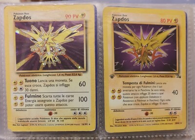 Pokemon Lot - Zapdos Base Set Holo und Zapdos Fossil 1. Edition