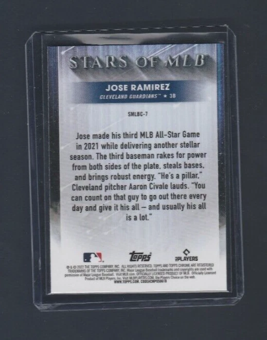 2022 Topps Series 1 Baseball Stars of MLB CHROME SMLBC-7 Jose Ramirez - Image 2 of 2