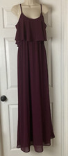 Show Me Your Mumu Dress Maxi Caitlin Ruffle Merlot Chiffon Maroon Size Medium