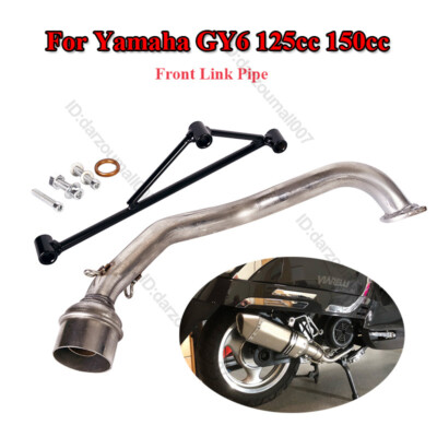 Motorcycle Header Link Pipe With Mounting Bracket Set for GY6 125cc 150cc Engine