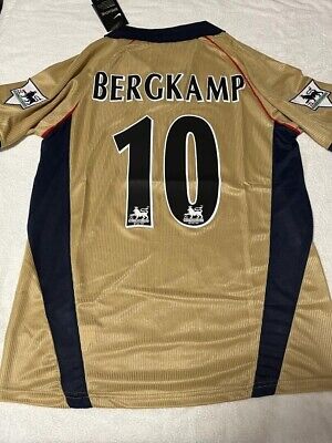 Bergkamp 10 Arsenal 2001-2002 Gold Sz S-XXL Away Jersey Sega Bergkamp 10 Arsenal 2001-2002 Gold Sz S-XXL Away Jersey Sega