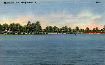 Municipal Lake, Rocky Mount, N. C., Asheville, U. S. A. Postcard