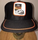 Vintage TIMKEN 80s USA Made Black Hat Cap Snapback Automotive Bearings Orange