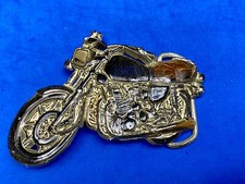 4" wide cut out Motorcycle shaped brown black  silver color belt buckle