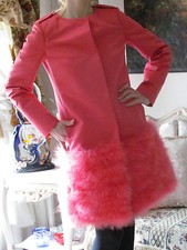 New RED VALENTINO Ostrich Feather,Coral/Pink dress-y coat/jacket It 40,2-4,XS-S