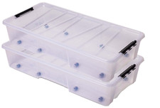 2x Unterbettbox Rollbox Aufbewahrungsbox mit Deckel 35L Spielzeugkiste Rollen