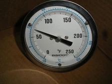 Ashcroft 3" face temperature gauge 0-250F -20-120C stainless 3" stem