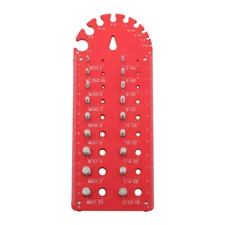 Nut and Bolt Thread Checker Portable 18 3/32 to 1/2 inch With Red Drill Bit Size