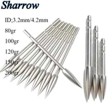 Target Arrowhead Point Field Tips 80/100/120/150/200Grain Stainless ID3.2/4.2mm