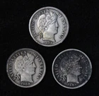 Set of 3: 1907, 1908, 1913 - P Barber Dimes 10-cent value (10c) - High Grade!