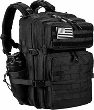 Large Army Molle Tactical Backpack Black – Military Rucksack Bug Out Bag Gear