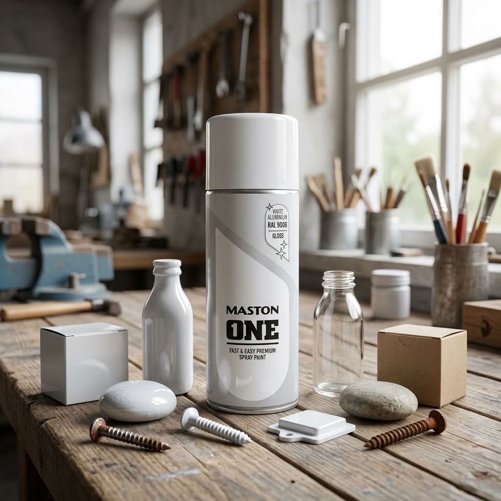 4x Maston ONE White Aluminium Gloss 400ml Spray Paint RAL9006 Metal Wood Plastic - Image 6