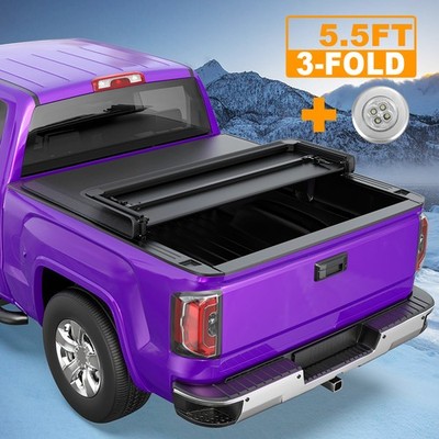 5.5 FT Soft Tonneau Cover Kit For 2009-2014 Ford F150 Truck Bed w/LED 3-FOLD New