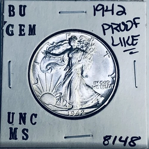1942 BU GEM LIBERTY WALKING SILVER HALF UNC MS+++ U.S. MINT RARE COIN 8148