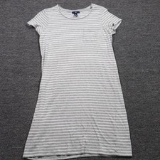 Gap Dress Womens Small Gray Striped Short Sleeve T-Shirt Pocket Jersey Casual