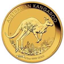 Australia Gold Kangaroo - 1/2 oz - $50 - BU - Random Date 4531.08 per troy oz