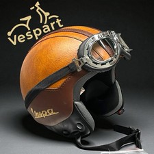 Casco In Pelle Personalizzabile Vespa Marrone Cuoio Testa Moro Vintage S M L XL