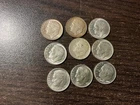 1955 d roosevelt dime's lot of 9 coins-90% silver #126