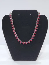 VTG 1970s TRIFARI Deep Red Rhinestone Necklace Fashion Jewelry July Bday Sparkle