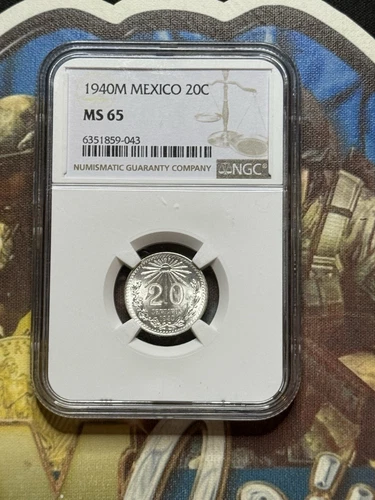 1940 Mexico 20 Centavos Coin NGC MS65 Certified High Grade Uncirculated
