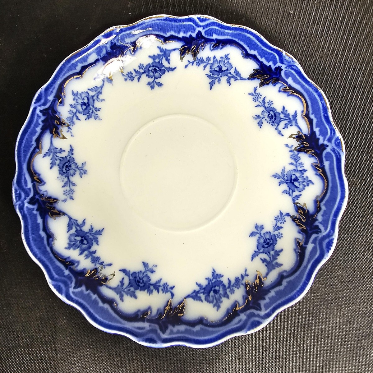 Vintage W.H. Grindley Somerset Flow Blue Cup & Saucer England 