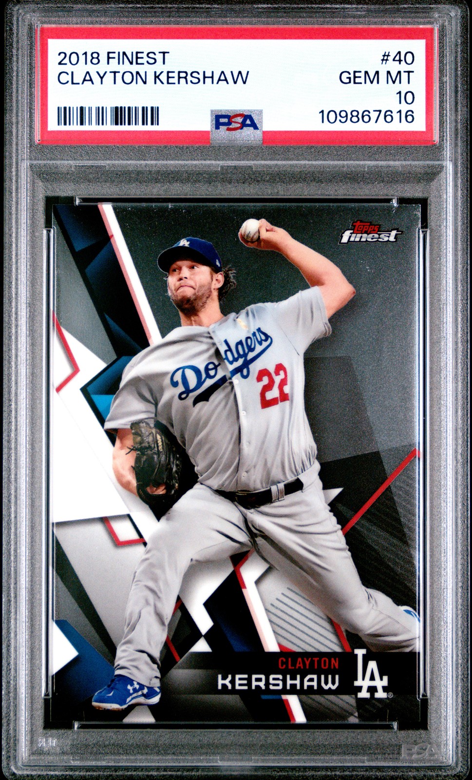 2018 TOPPS FINEST #40 CLAYTON KERSHAW PSA 10