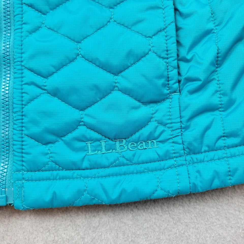 LL Bean Chaleco Acolchado Aislante Niñas Mediano 10-12 Azul Thinsulate Puffer Chaqueta Foto 2 de 4