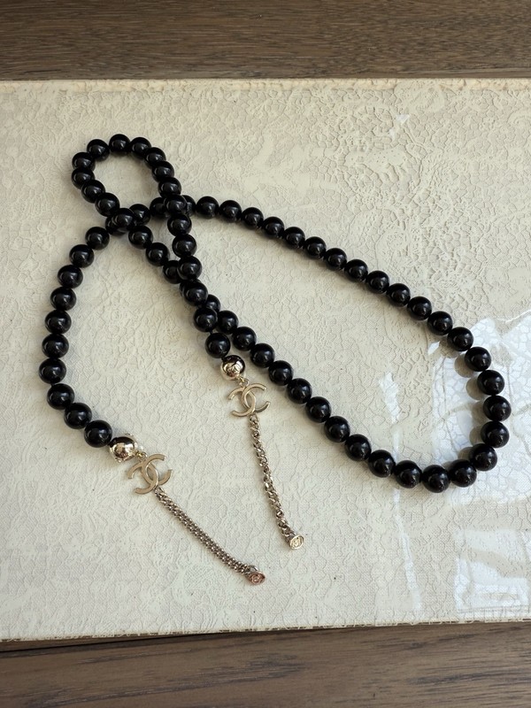 NEW CHANEL Black Pearl Chain Authentic Made In Italy 32”